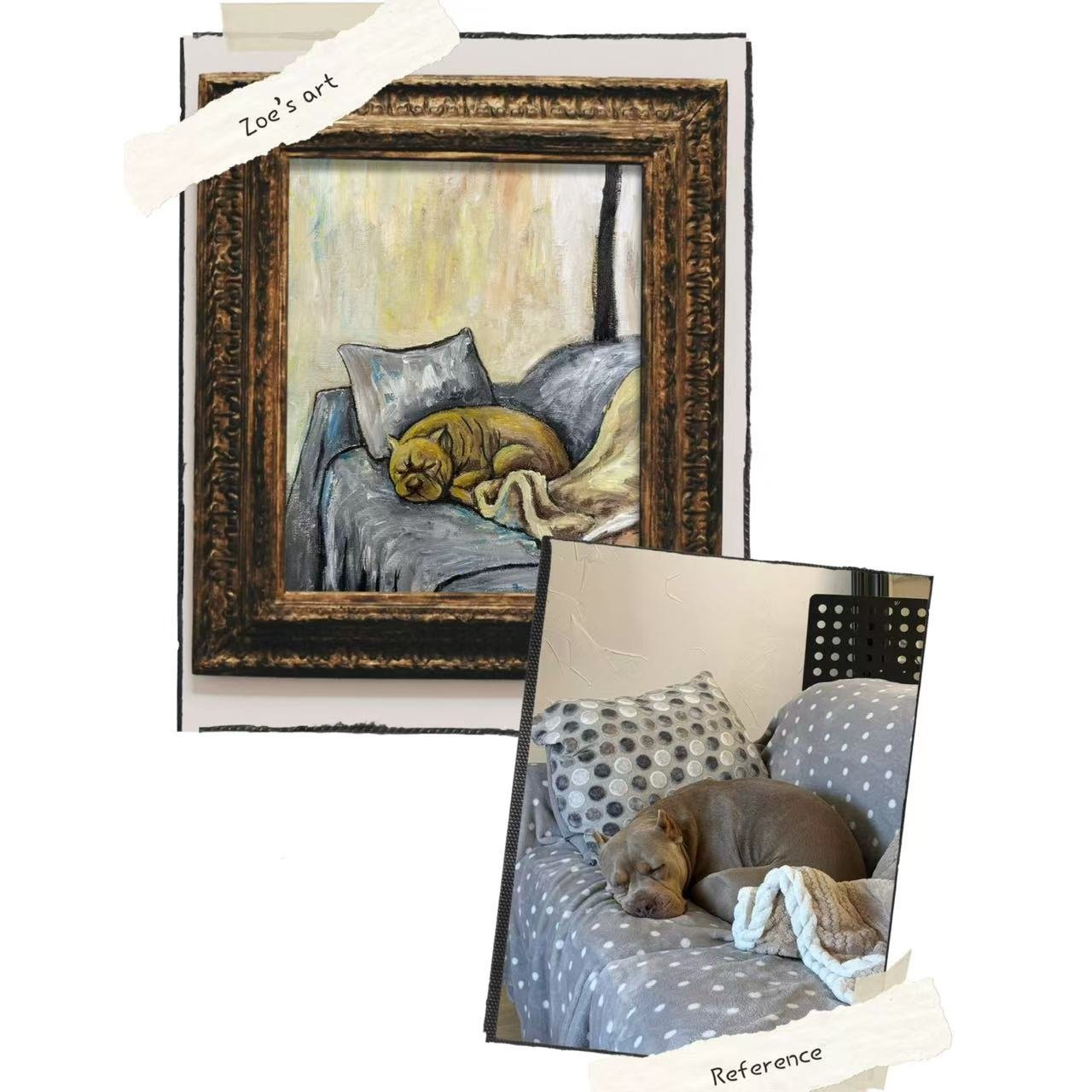 Custom Hand-painted Surprise Pet Portrait Oil/Acrylic Painting on Canvas